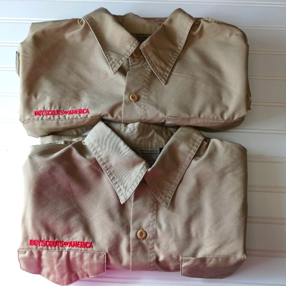 Boy Scouts Of America Lot of 2 Adult Men’s Small Uniform SS Shirts Khaki Tan